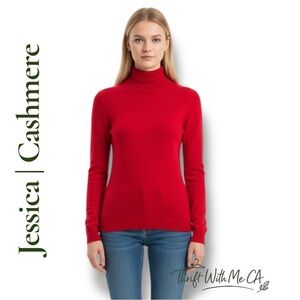 Jessica  Cashmere Vibrant Red Turtleneck Sweater